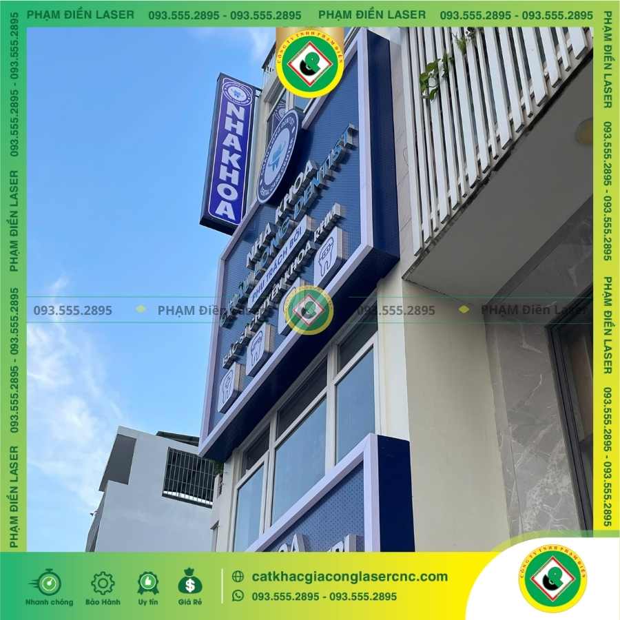 Báo giá biển hiệu Alu đục lỗ chữ nổi Mica nha khoa Châu Long