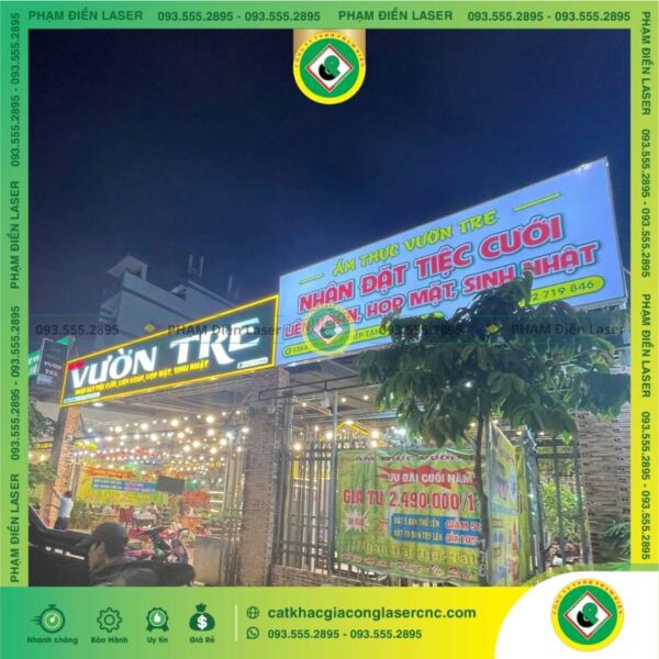 Báo giá biển hiệu bạt mặt tiền nhà hàng Vườn Tre