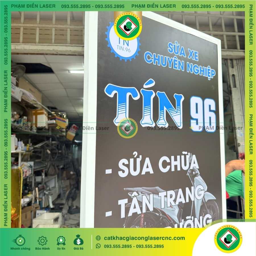 Báo giá làm biển hiệu bạt In UV sửa xe Tín 96