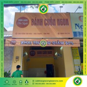 Biển Hiệu Bạt Không Gân Giá Rẻ Quán Bánh Cuốn Ngon