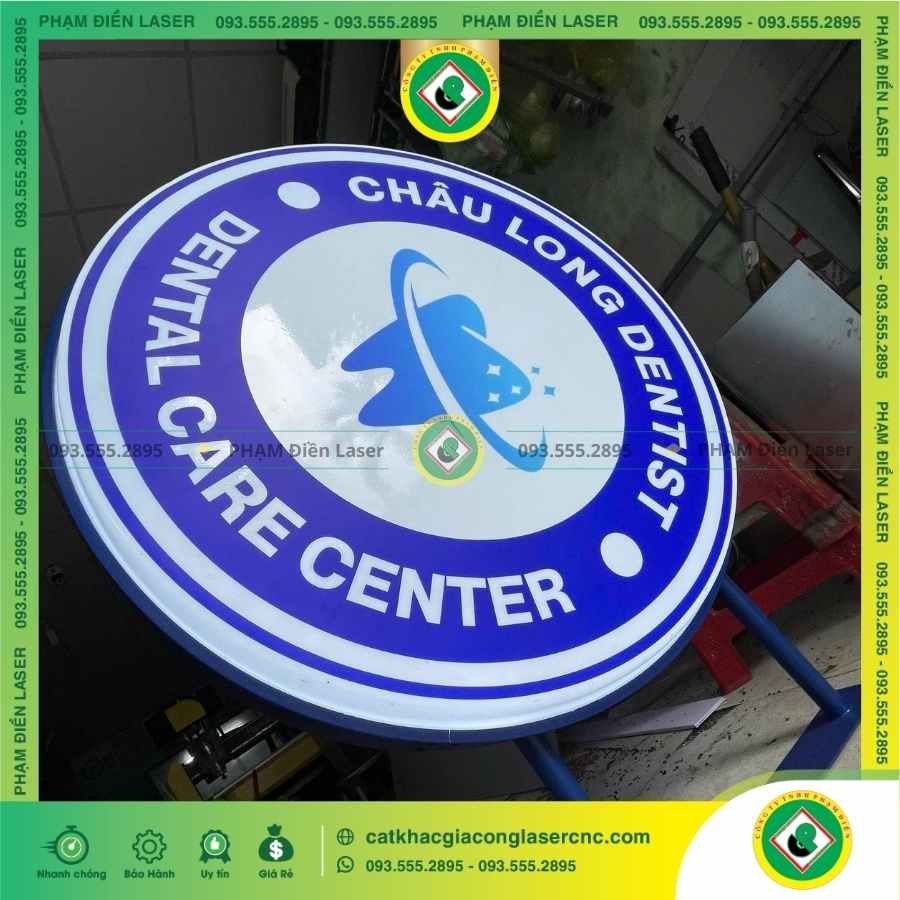 Biển Vẫy 3D In UV Hút Nổi Mica LED Nha Khoa Châu Long