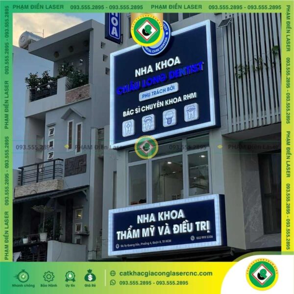 Tại sao nha khoa nên chọn biển hiệu Alu đục lỗ chữ nổi Mica hông nhôm