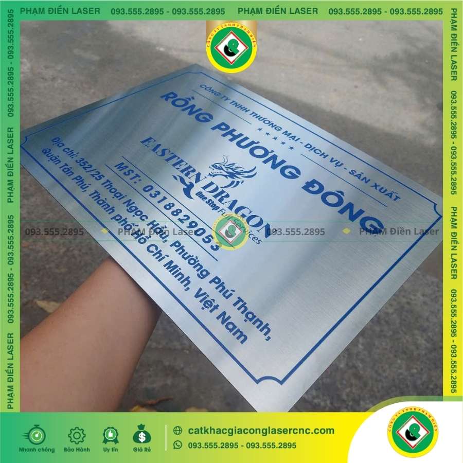Đặc điểm, cấu tạo và chất liệu của biển tên Công ty In UV bạc xước