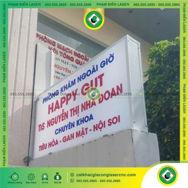 Giới thiệu hộp đèn LED Mica phòng khám Happy Gut