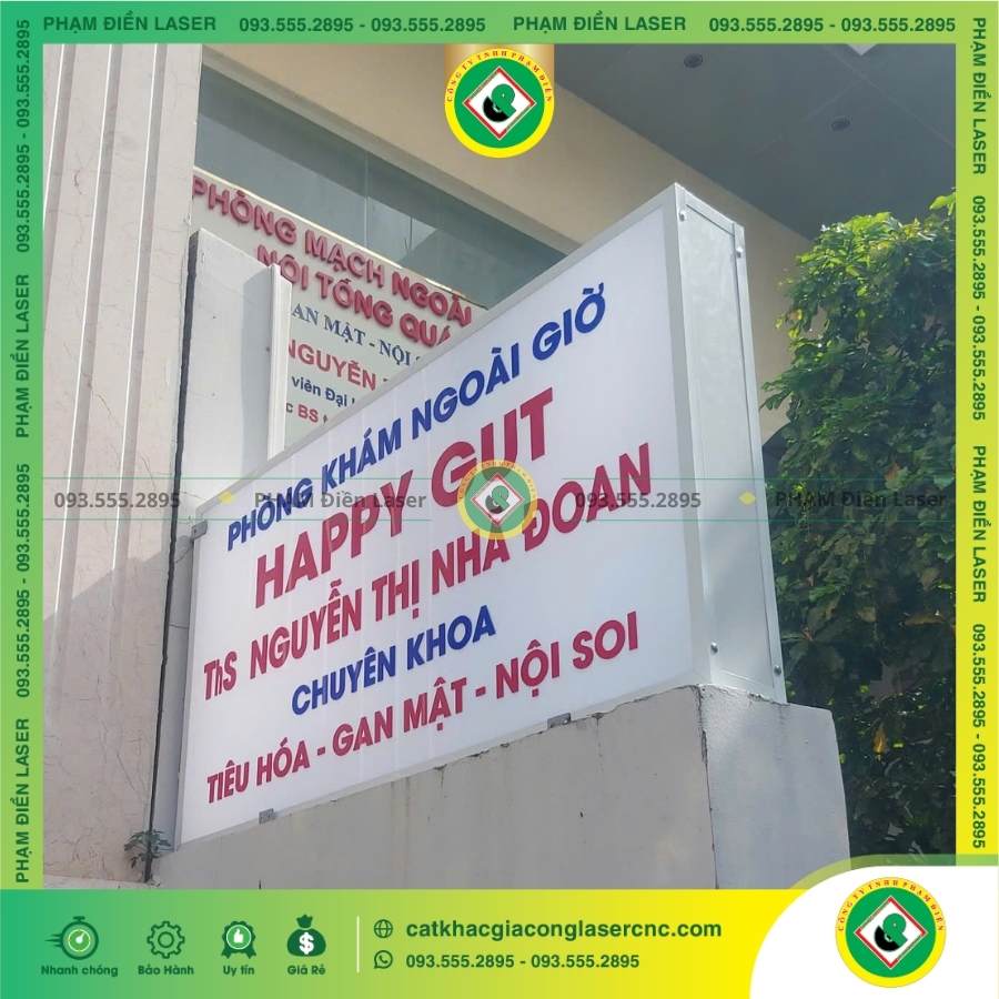 Giới thiệu hộp đèn LED Mica phòng khám Happy Gut