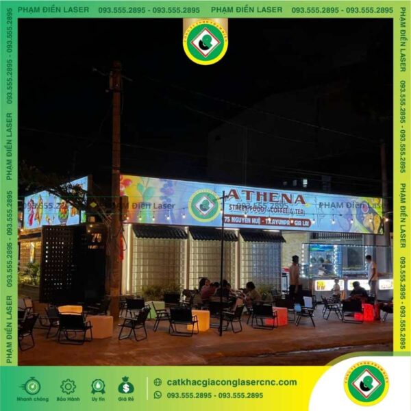 Gợi ý thiết kế biển hiệu hộp đèn LED in UV cho quán cà phê