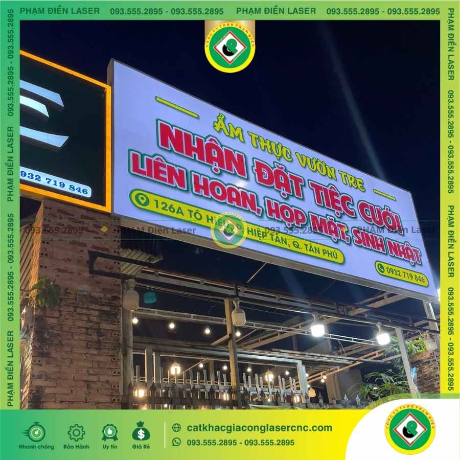 Lưu ý khi làm biển hiệu bạt mặt tiền nhà hàng Vườn Tre