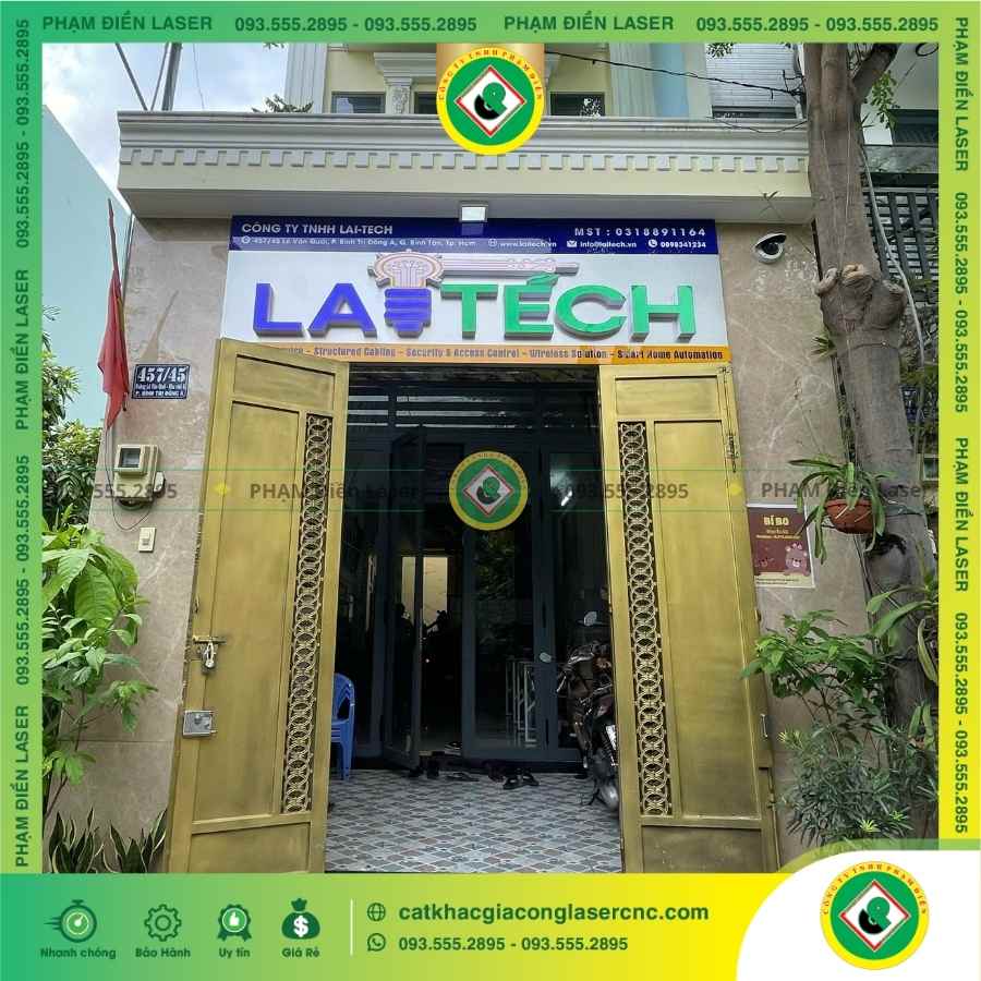 Quy trình làm biển hiệu Alu trắng chữ nổi Mica Công ty Lai Tech