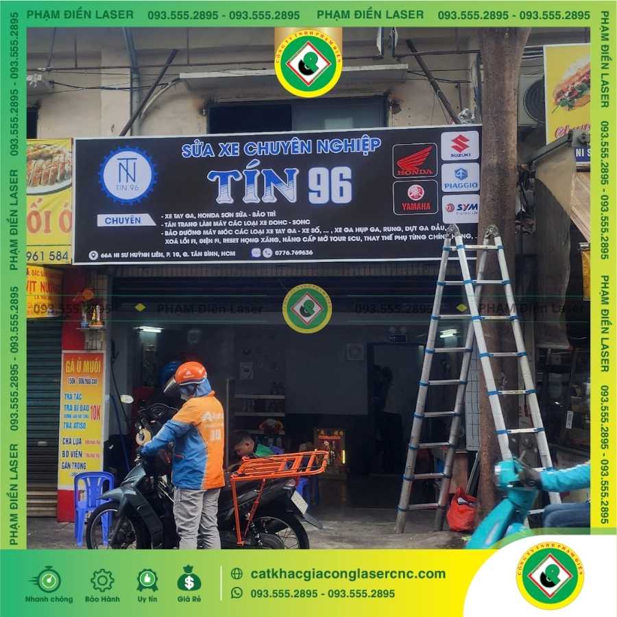 Quy trình làm biển hiệu bạt In UV sửa xe Tín 96