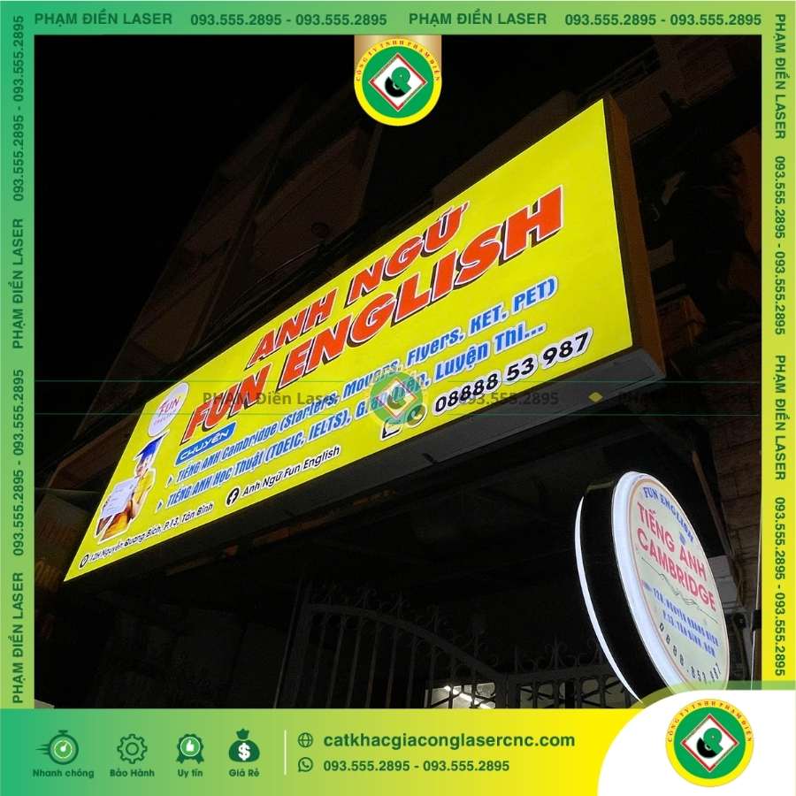 Quy trình làm biển hiệu bạt LED thanh không gân in UV giá rẻ