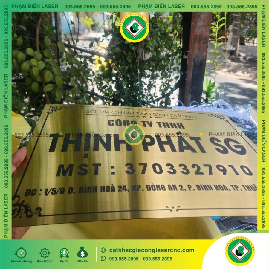 Quy trình thiết kế, gia công biển tên Công ty Inox vàng xước in UV Thịnh Phát SG