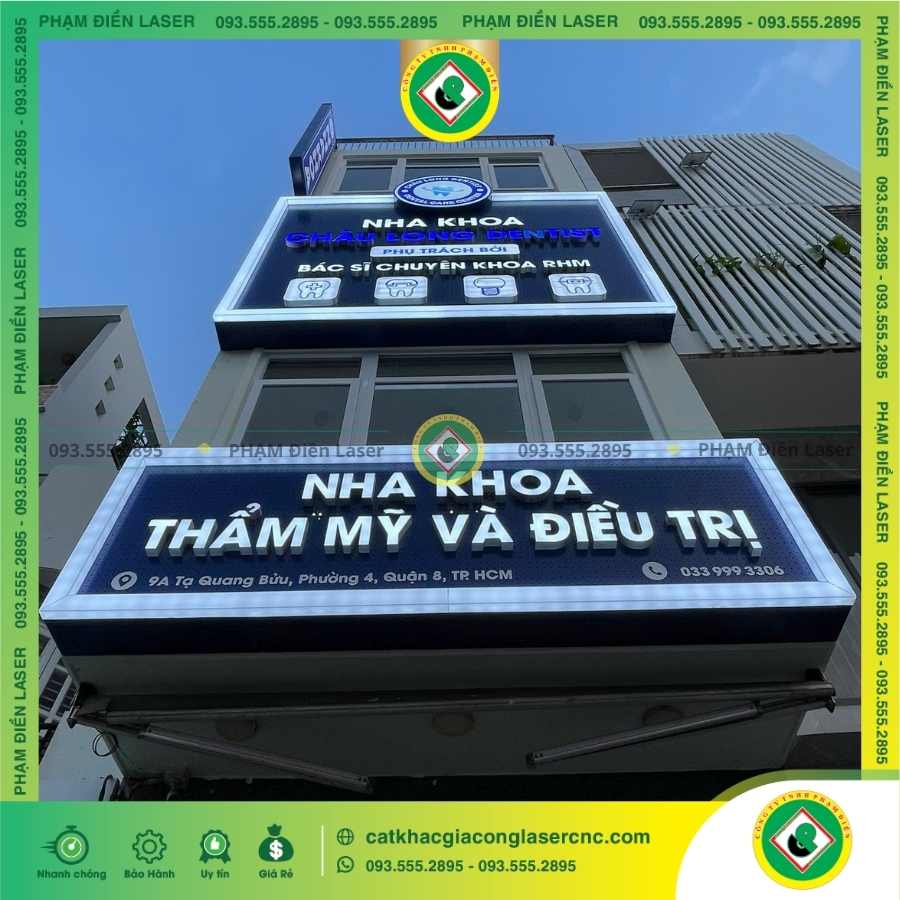 Tại sao nha khoa nên chọn biển hiệu Alu đục lỗ chữ nổi Mica hông nhôm