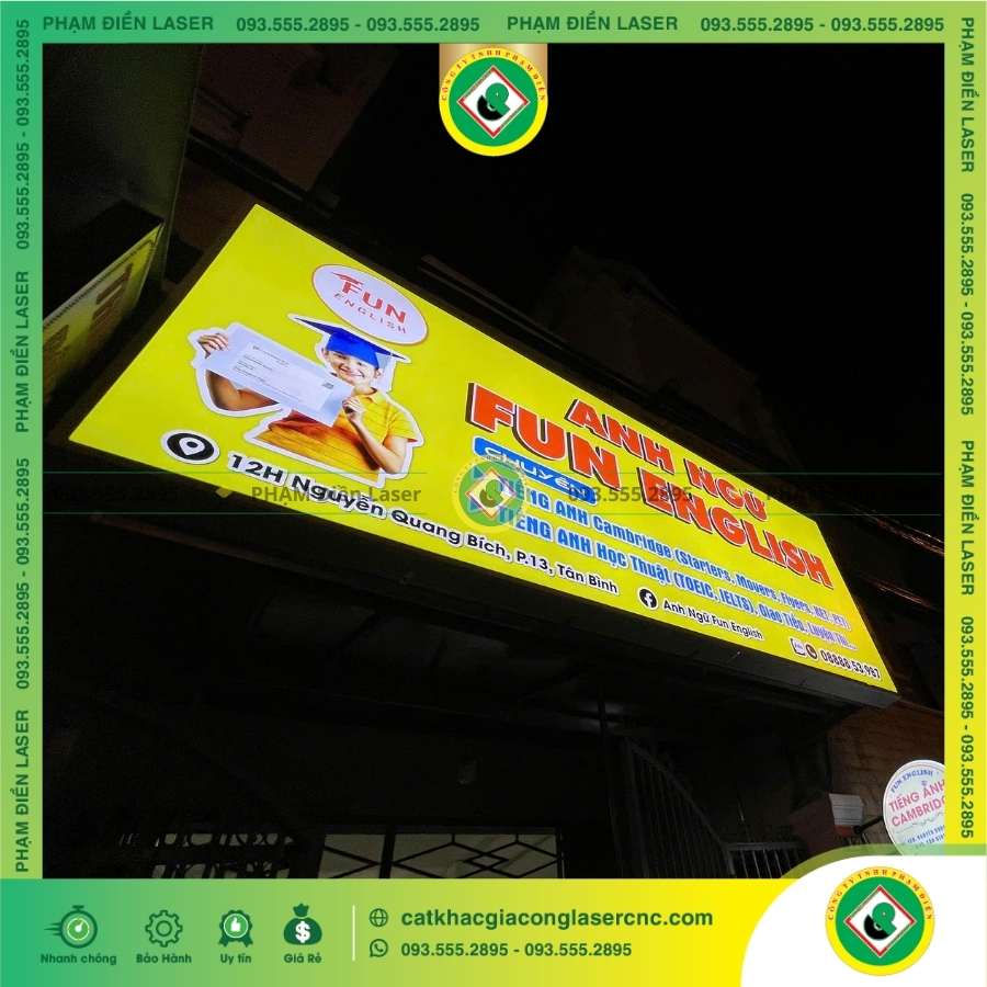 Ưu điểm biển hiệu bạt LED thanh In UV cho trung tâm anh ngữ