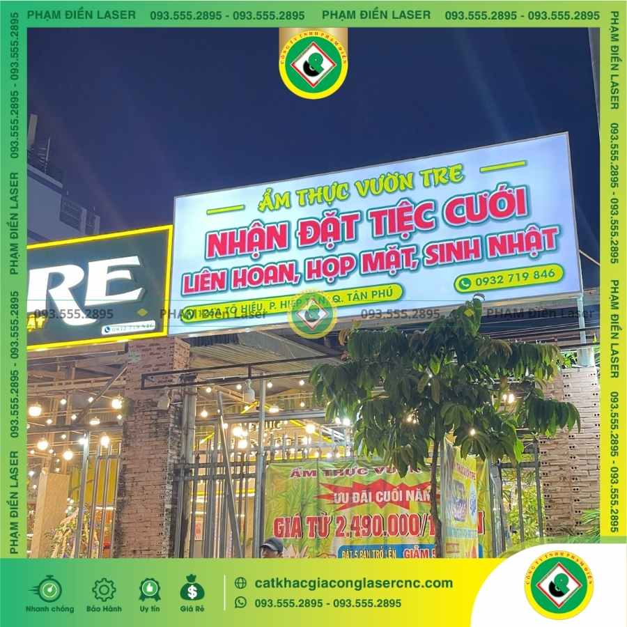 Ưu điểm của biển hiệu bạt mặt tiền nhà hàng Vườn Tre