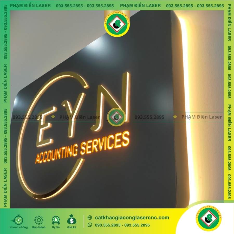 Ưu điểm hộp đèn nền Alu đen chữ nổi Inox EYN trong quảng cáo