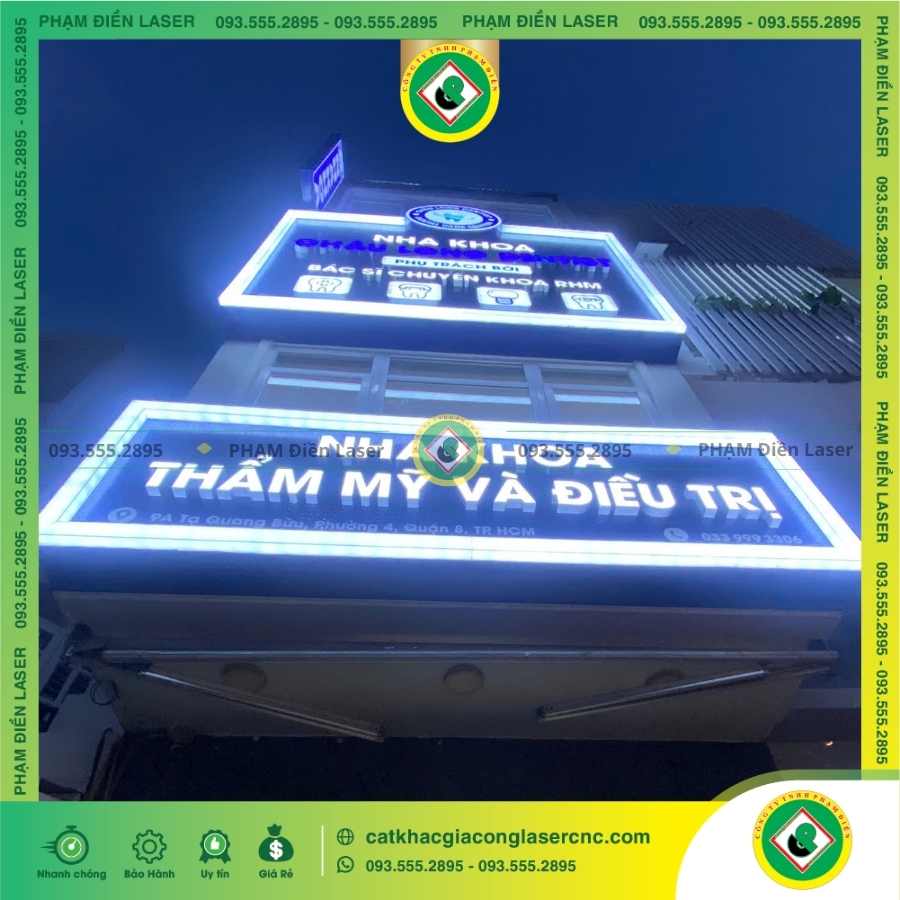 Ưu điểm nổi bật khi sử dụng biển hiệu Alu đục lỗ chữ nổi MIca LED